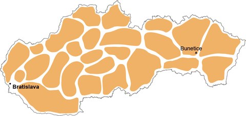 Bunetice mapa