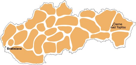 Čierne nad Topľou mapa