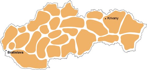 Krivany mapa