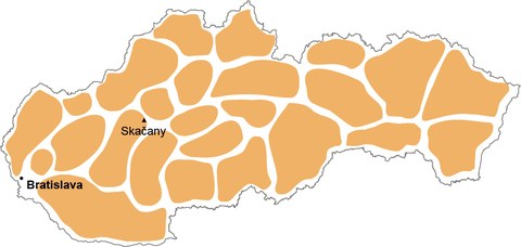 Skačany mapa