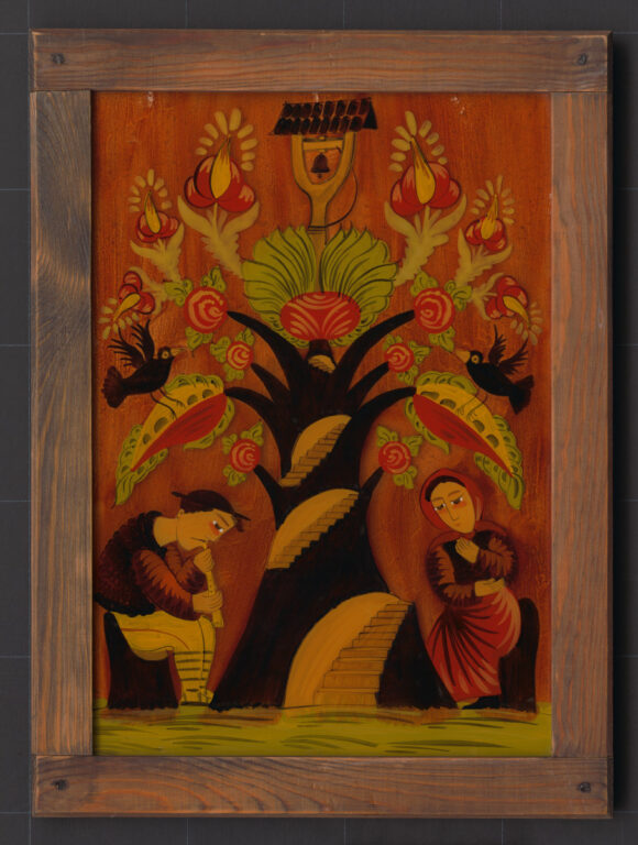 Rekviem za drevorubača,maľba na sklo