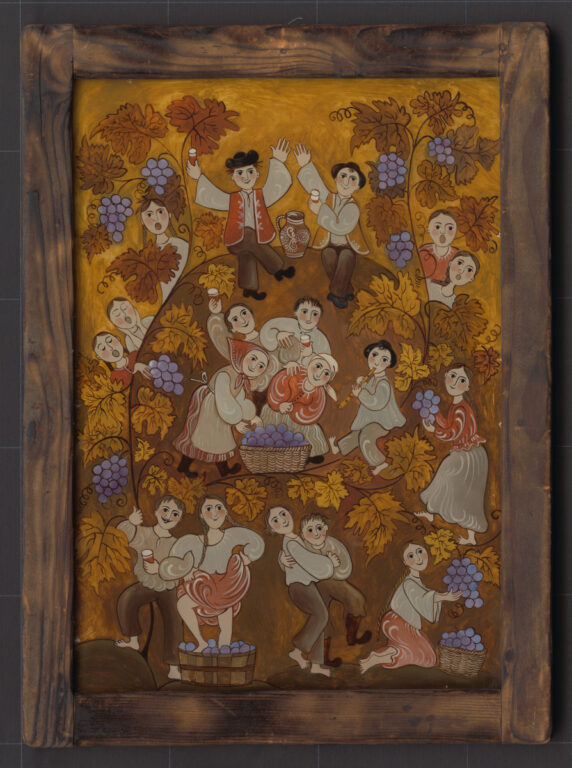 Oslava vína,maľba na sklo