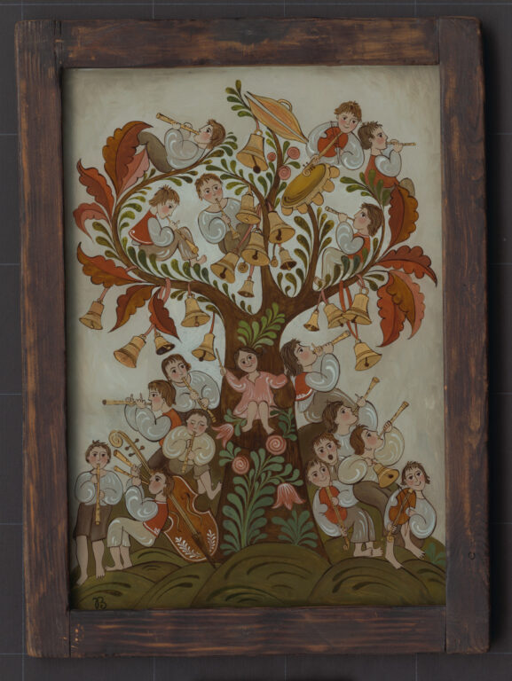 Malí muzikanti,maľba na sklo