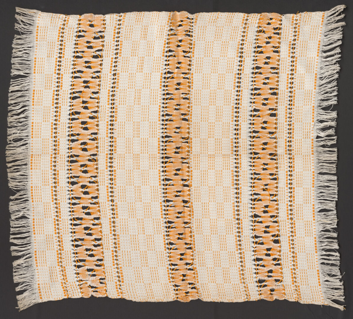 Prikrývka tkaná s ažúrovým vzorom