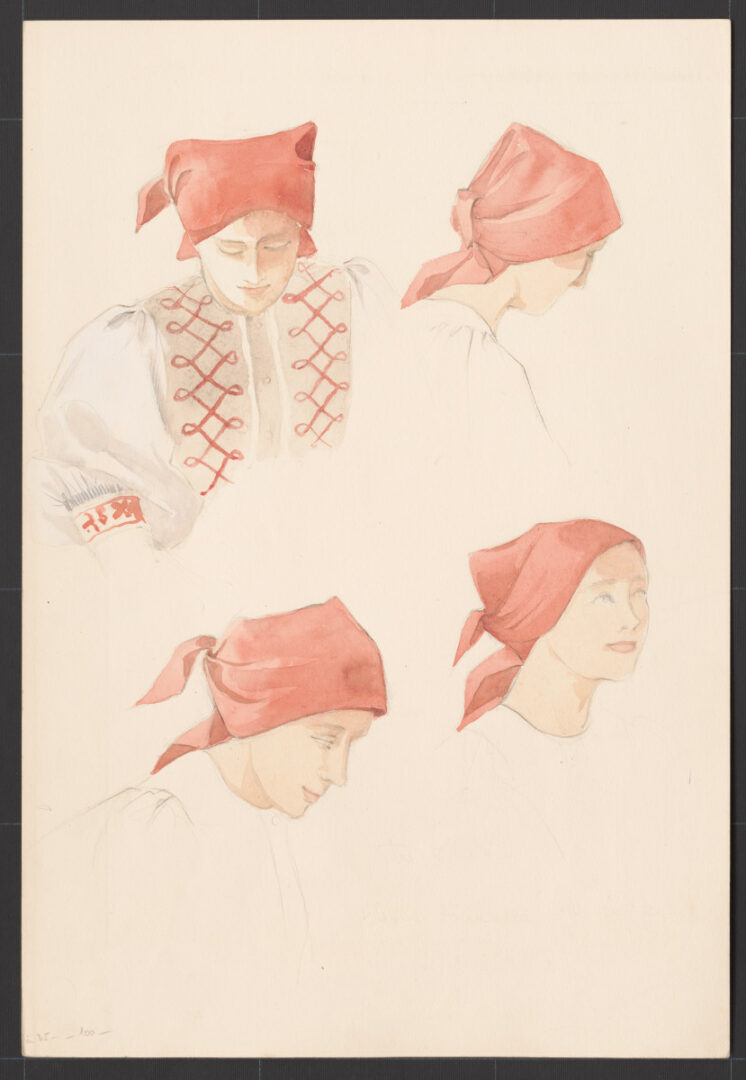 Kresba – šatka, viazanie na hlave