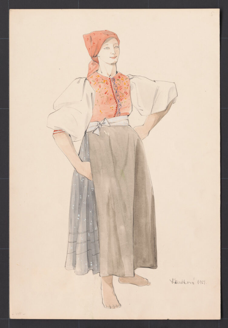 Kresba – žena vo všednom letnom odeve