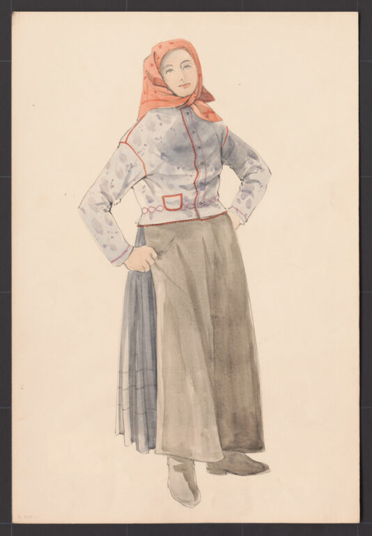 Kresba – žena vo všednom zimnom odeve