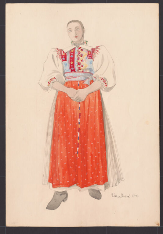 Kresba – dievča v slávnostnom odeve