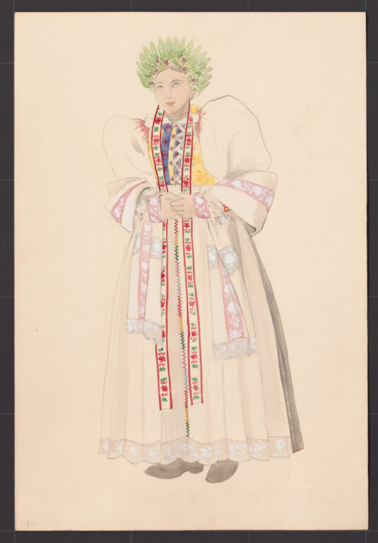 Kresba – odev mladuchy na sobáš