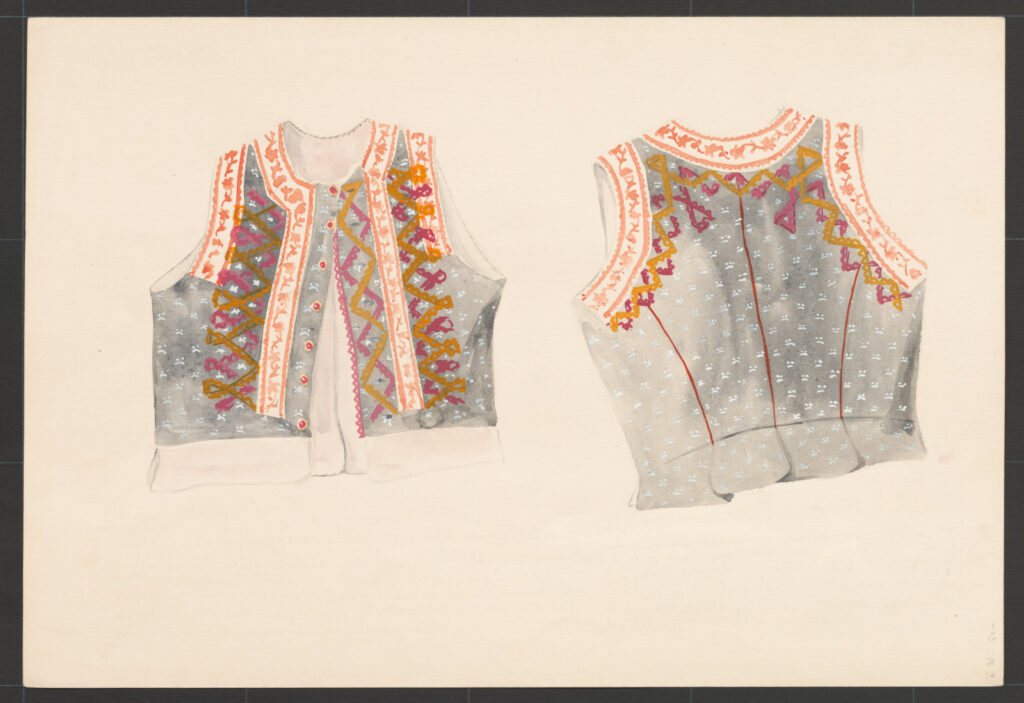 Kresba – živôtik ženský z modrotlače