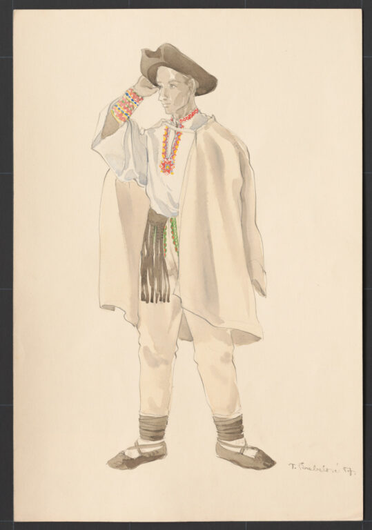 Kresba – zimný odev mládenca s kabanicou