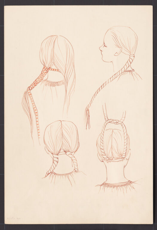 Kresba – ženský účes – postup česania