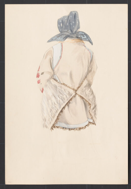 Kresba – žena v kožuchu