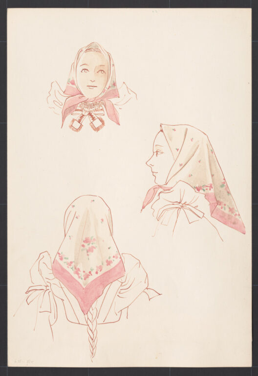 Kresba – šatka – úprava na hlave dievčaťa