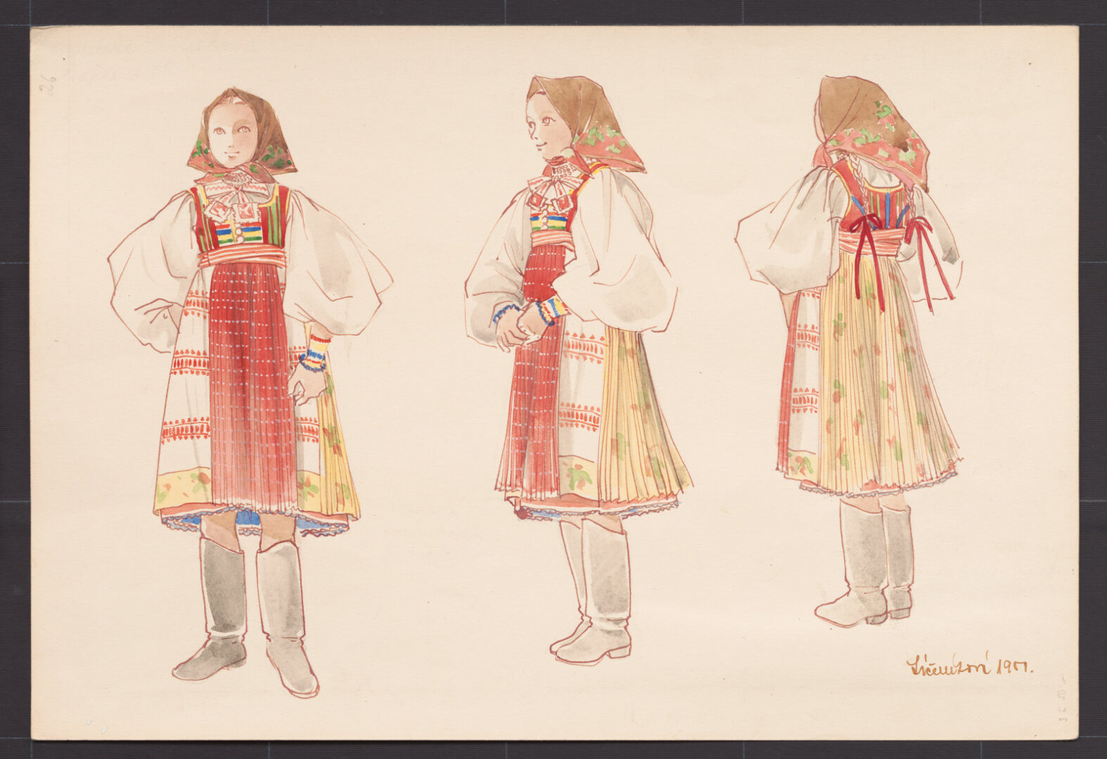 Kresba – dievčenský sviatočný odev