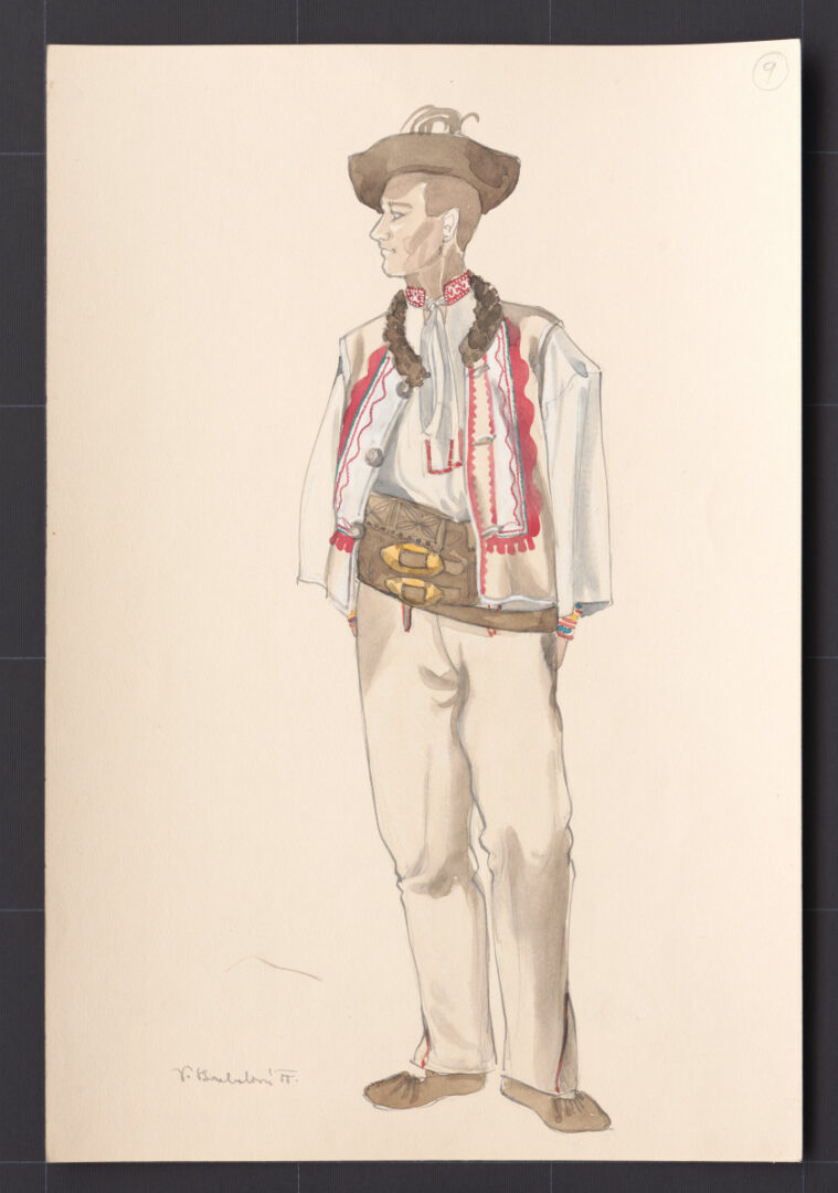 Kresba – mládenec vo sviatočnom odeve