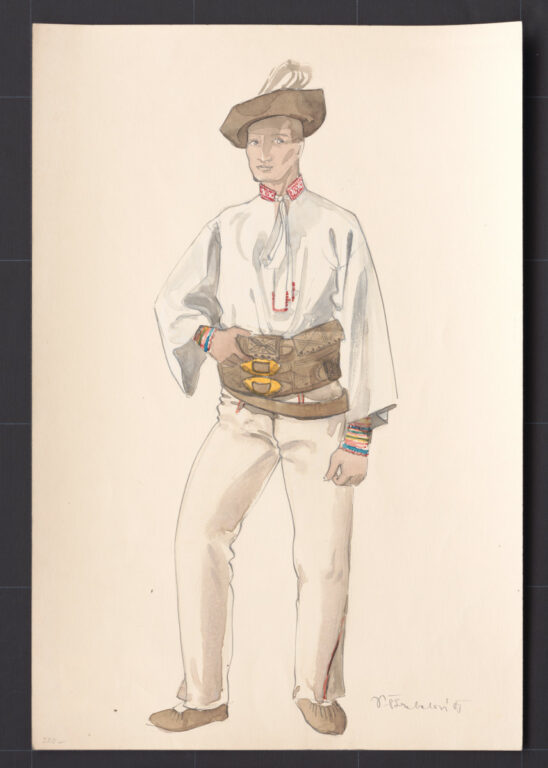 Kresba – mládenec vo sviatočnom odeve