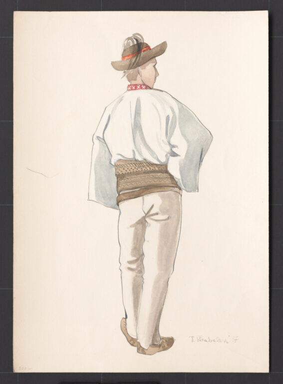 Kresba – mládenec vo sviatočnom odeve