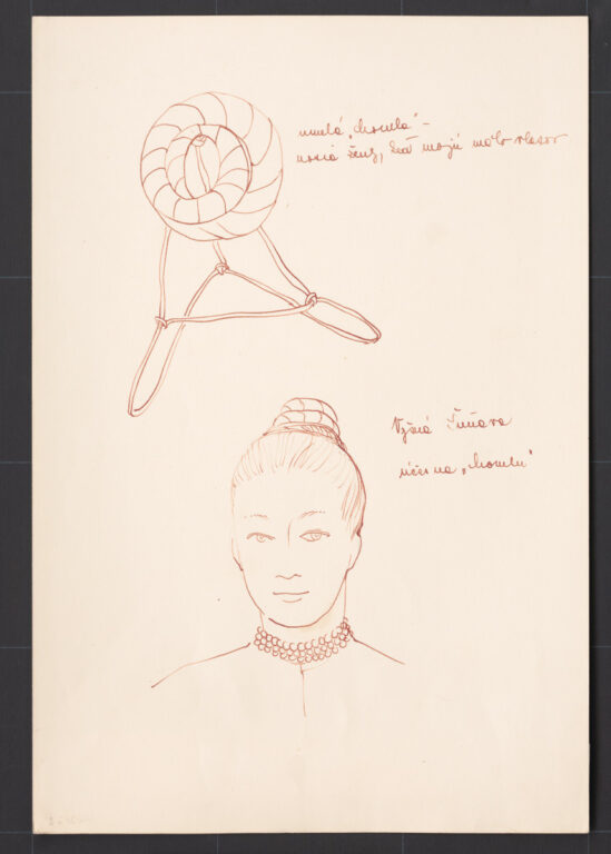 Kresba – podložka k ženskému účesu