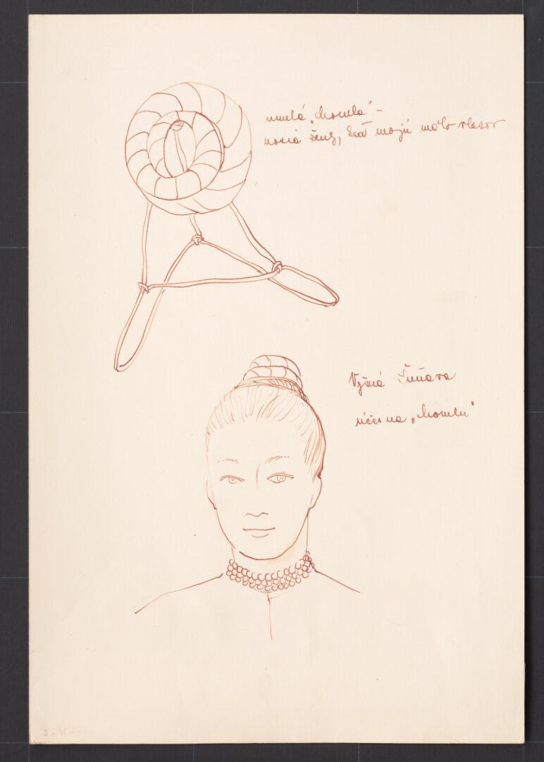 Kresba – podložka k ženskému účesu