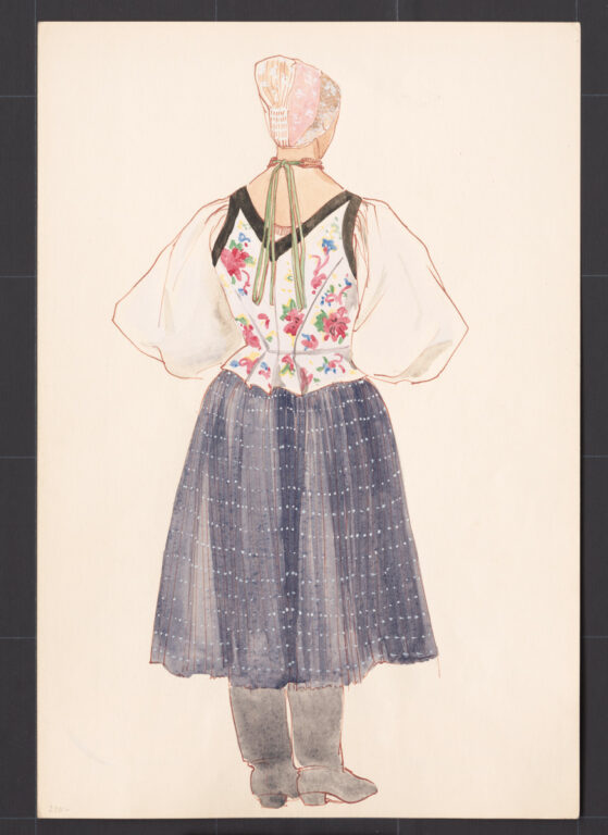 Kresba – žena v pracovnom odeve