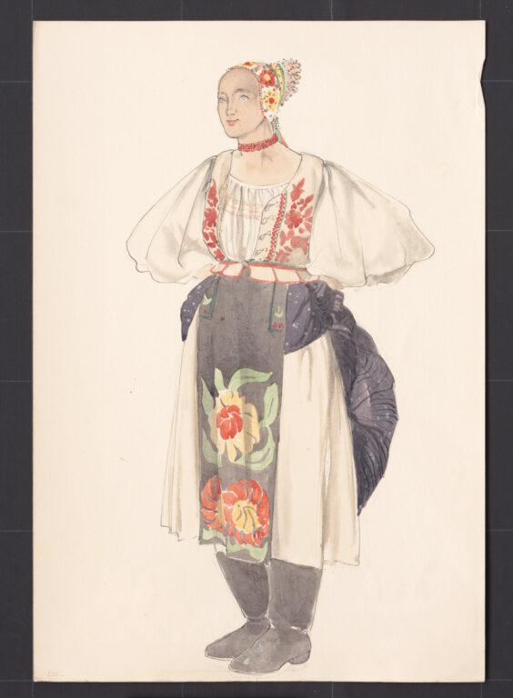 Kresba – odev mladej ženy po svadbe – novší