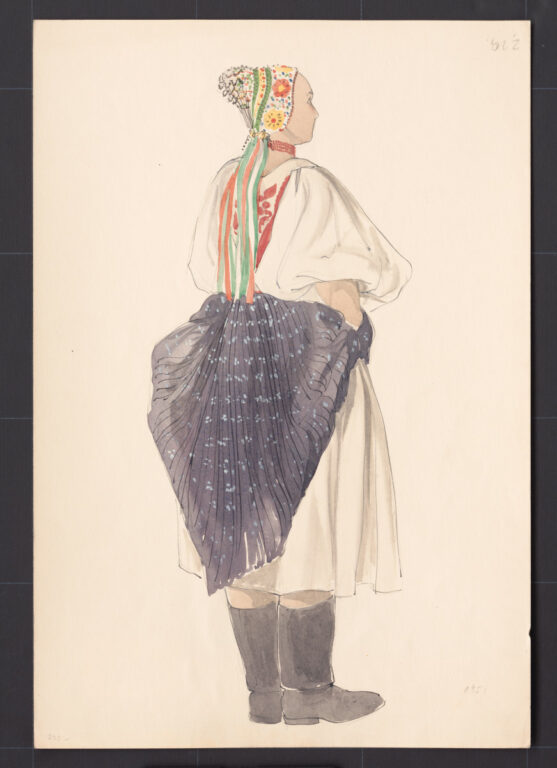 Kresba – odev mladej ženy po svadbe – novší