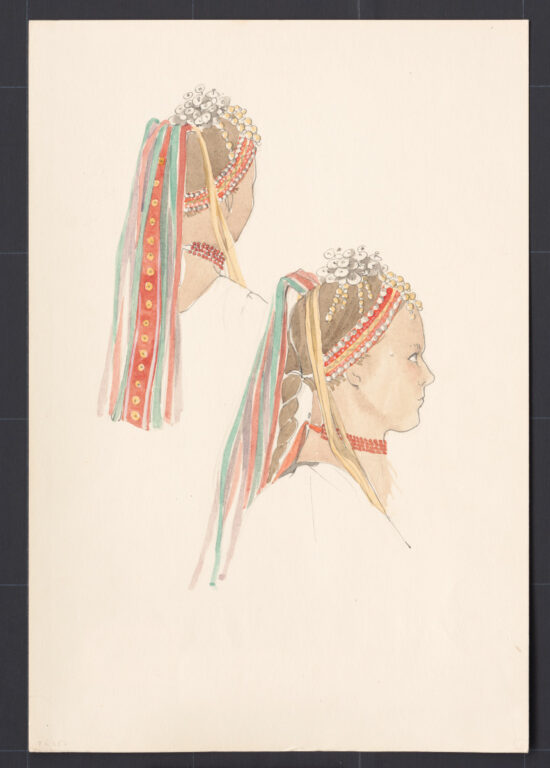 Kresba – parta na hlave družice