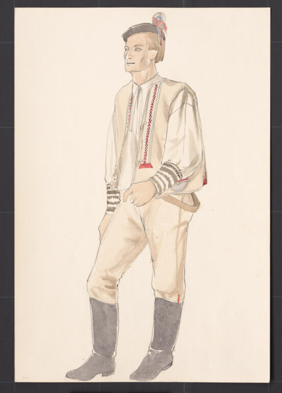 Kresba – mládenec v sviatočnom odeve