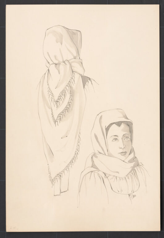 Kresba – šatka veľká – spôsob viazania