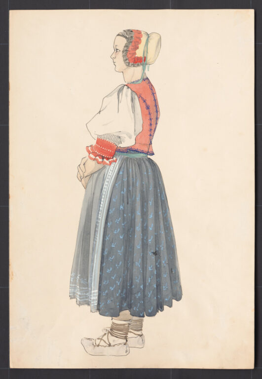 Kresba – žena v pracovnom odeve