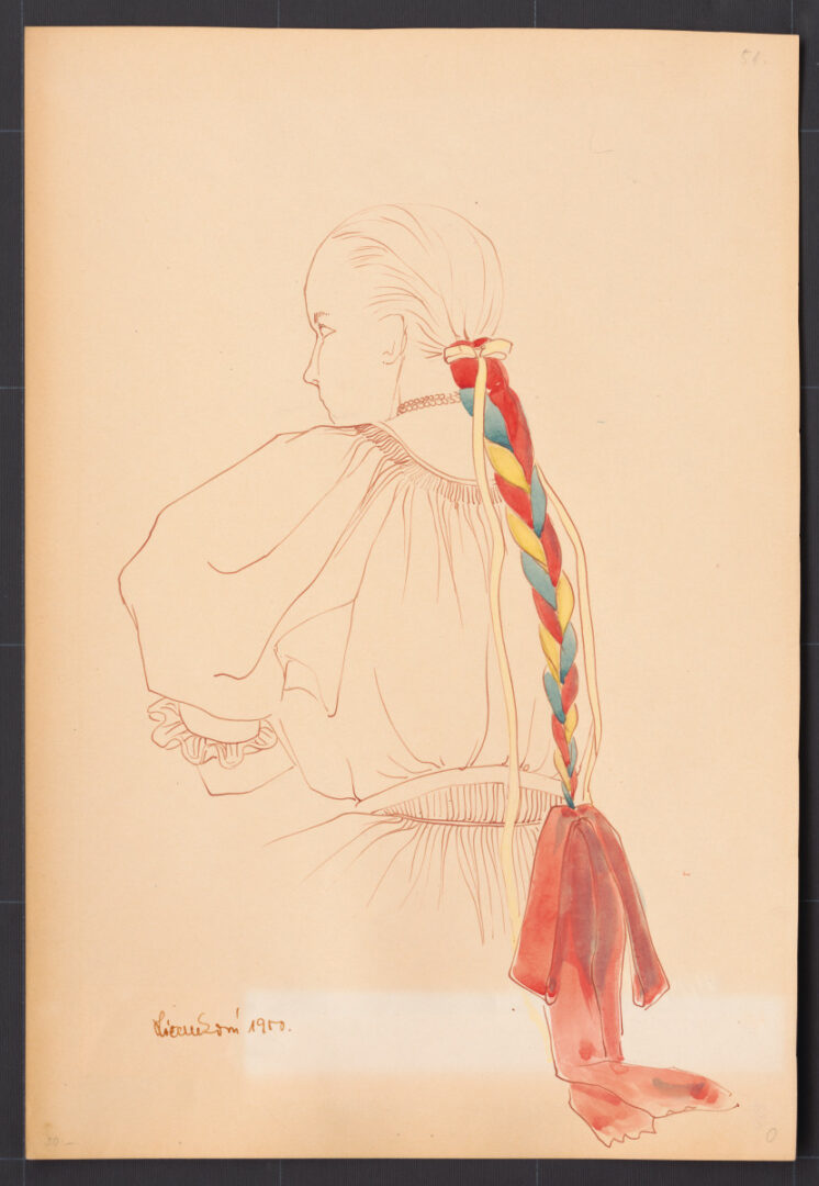 Kresba – účes dievčenský sviatočný