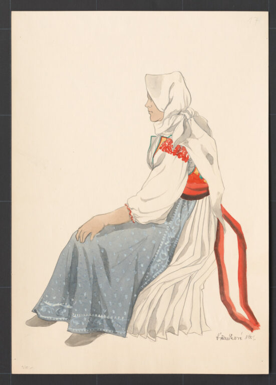 Kresba – odev staršej ženy