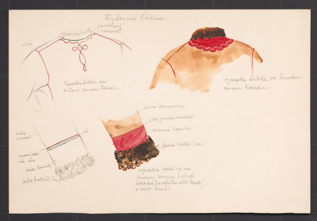 Kresba – kožuch ženský, detaily