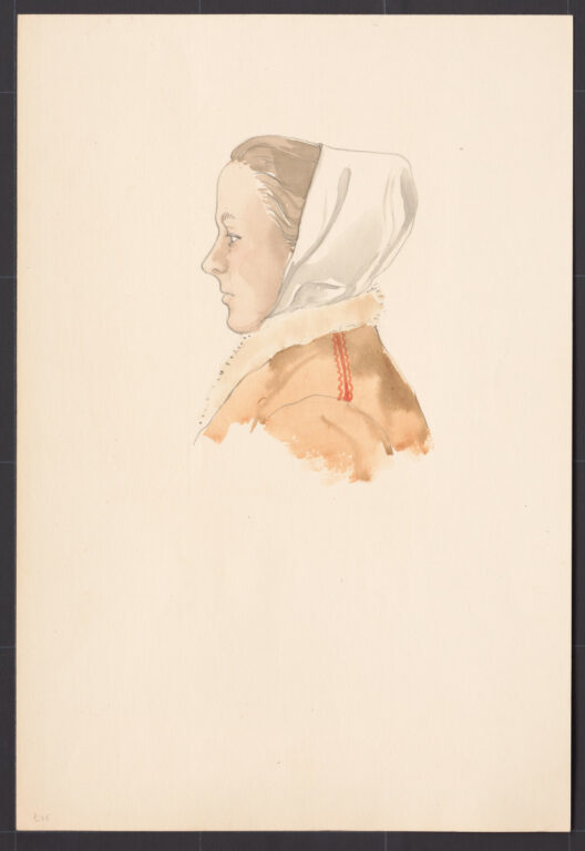 Kresba – žena v šatke