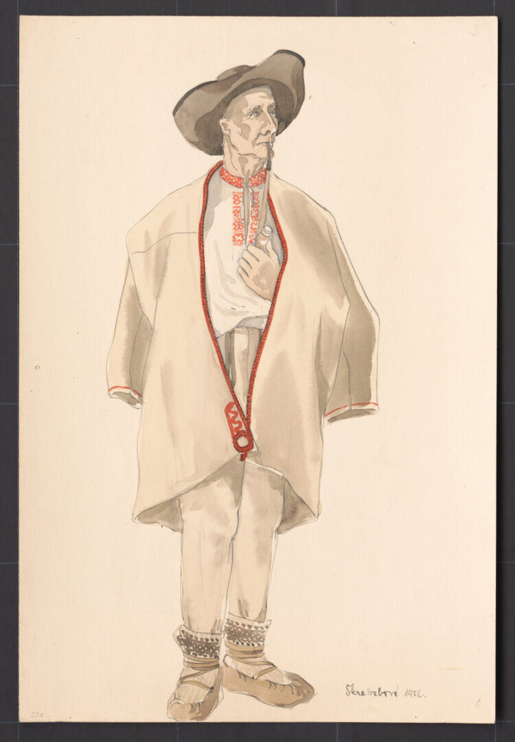 Kresba – muž v kabanici