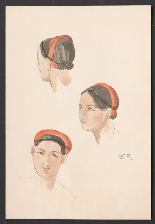 Kresba – úprava účesu vydatej ženy