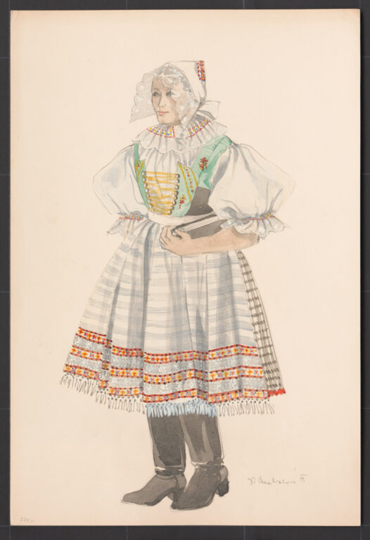 Kresba – odev mladej ženy – sviatočný