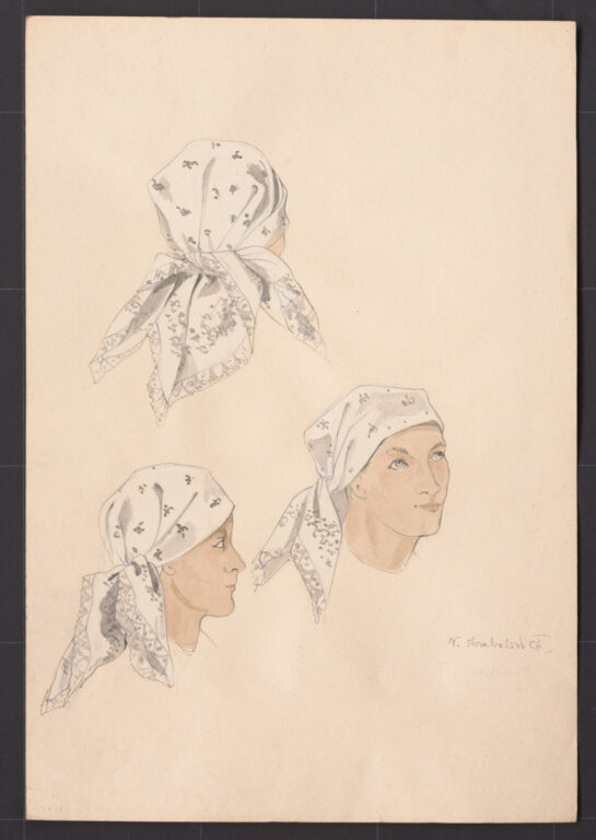 Kresba – šatka – viazanie na hlave