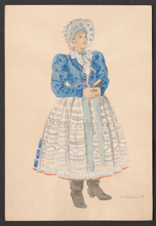 Kresba – odev ženský sviatočný zimný