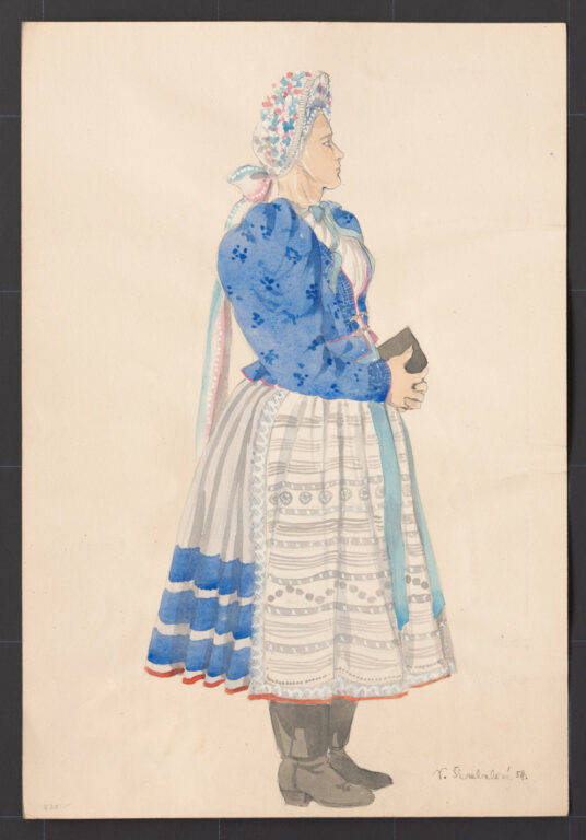 Kresba – odev ženský sviatočný zimný