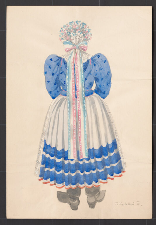 Kresba – odev ženský sviatočný zimný