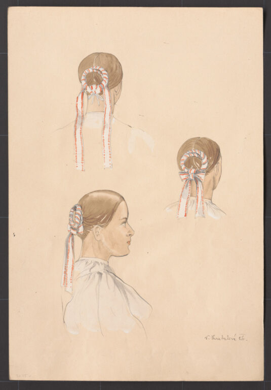 Kresba – účes dievčenský sviatočný – pokračovanie