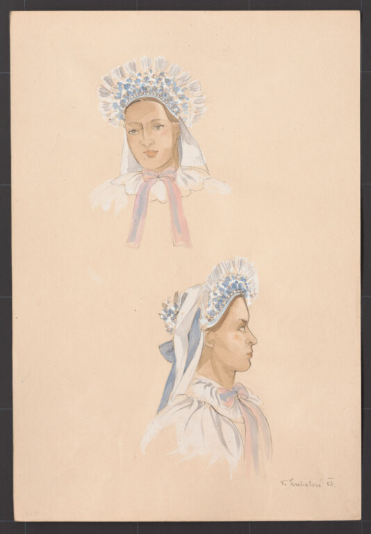 Kresba – veniec dievčenský – úprava na hlave