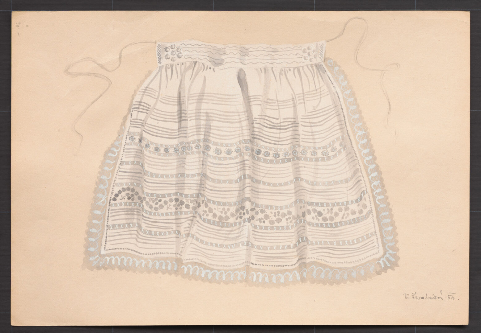 Kresba – zástera sviatočná biela