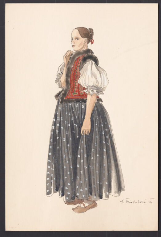 Kresba – žena v kožúšku