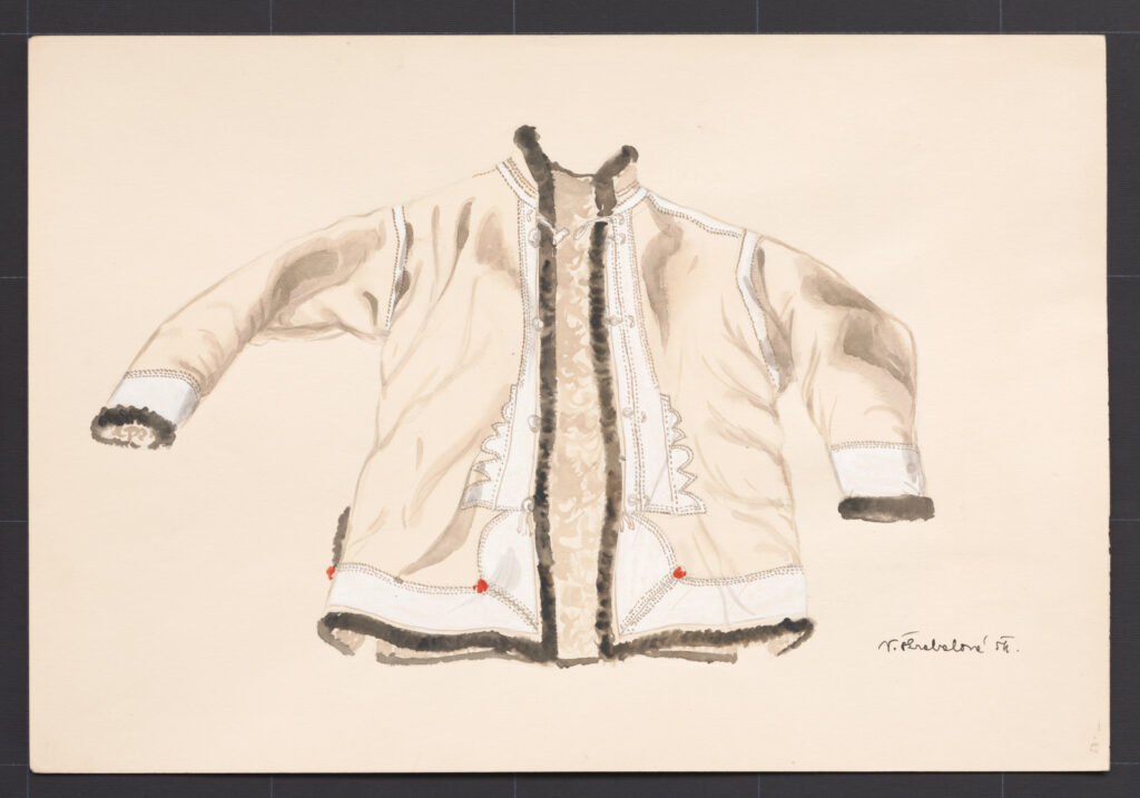 Kresba – kožuch ženský starodávny