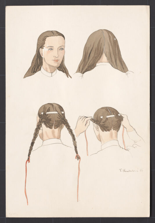 Kresba – účes ženský – postup česania