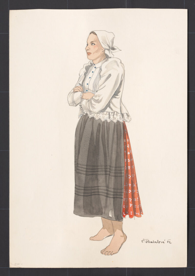 Kresba – žena v pracovnom odeve