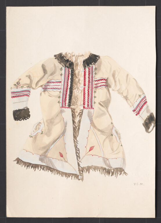 Kresba – kožuch ženský starodávny